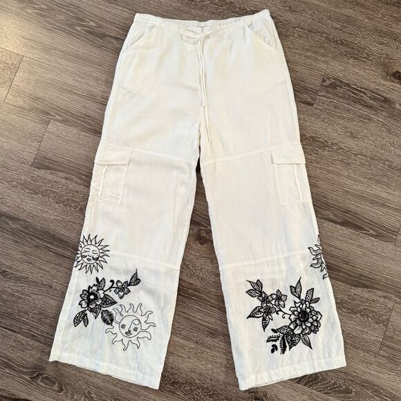 Johnny Was Pants - Johnny Was Addison Drawstring Wide Leg Linen Pant
